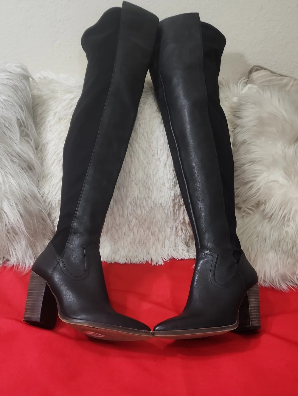 Vince Camuto Cottara Black Over-the-Knee Block Heel Boots